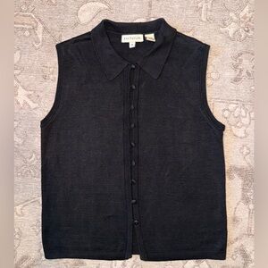 Ann Taylor Women’s 100% Silk Black Button Down Collared Shirt Medium